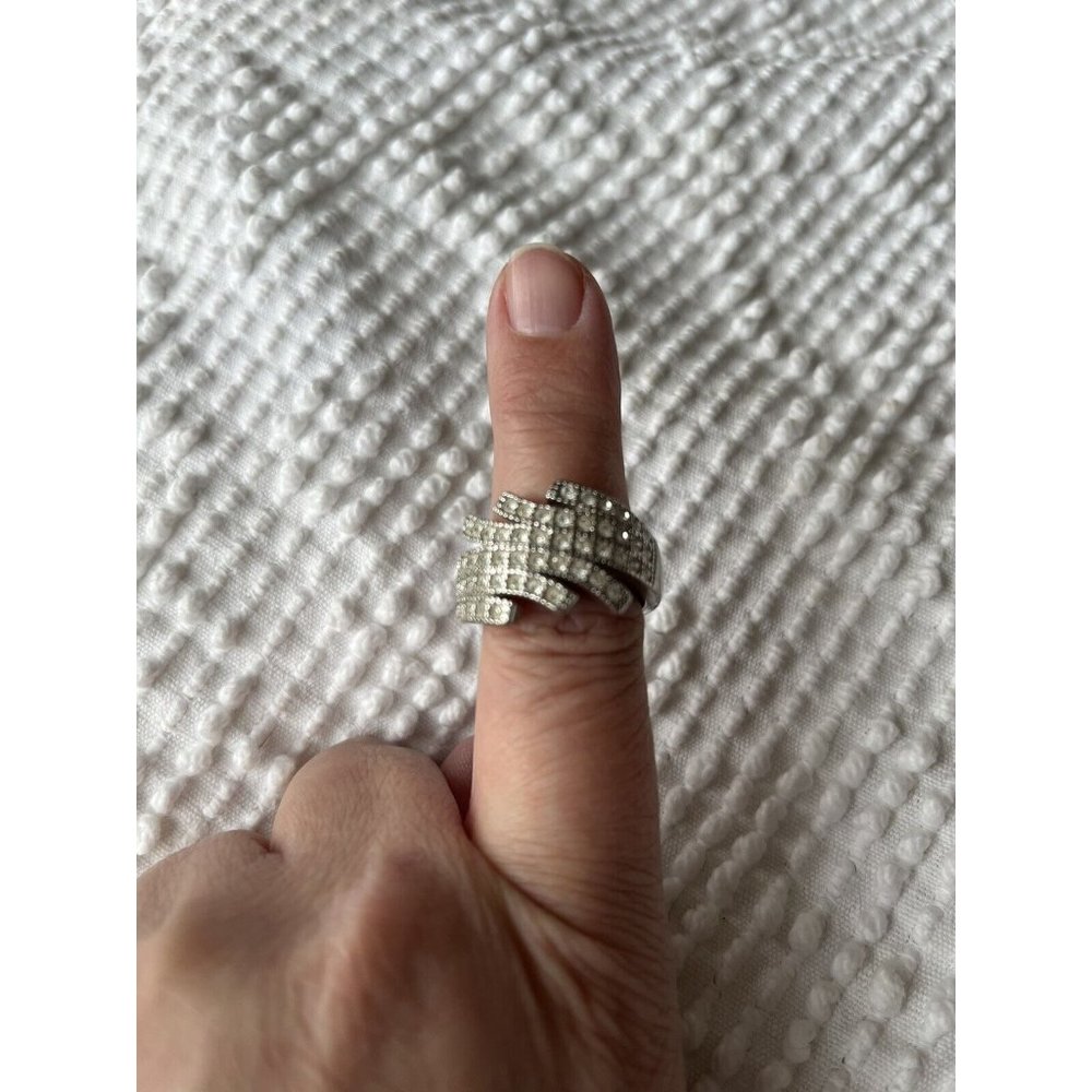 Vintage Nevada Silver White Stone Fashion‎ Ring Costume Jewelry